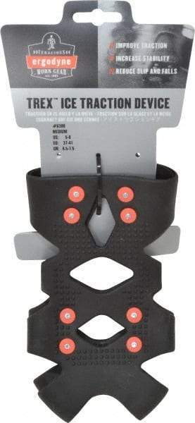 Ergodyne - Size 5-8, (Women's Size 6.5-9.5) Strap-On Cleat - Steel Studs Traction, Black - Apex Tool & Supply