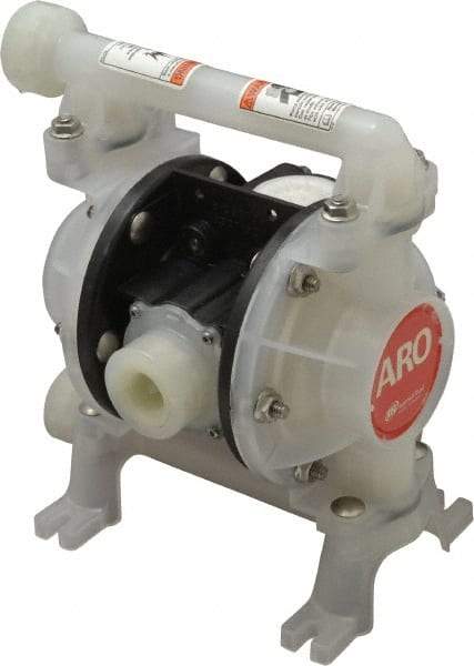 ARO/Ingersoll-Rand - 3/8" NPT, Nonmetallic, Air Operated Diaphragm Pump - PTFE Diaphragm, Polypropylene Housing - Apex Tool & Supply