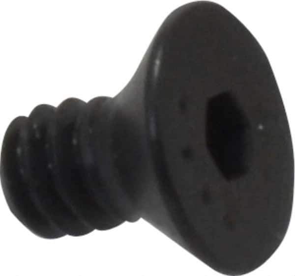 Made in USA - #6-32 UNC Hex Socket Drive, 82° Flat Screw - Alloy Steel, Black Oxide Finish, Fully Threaded, 1/4" OAL - Apex Tool & Supply