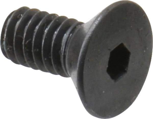 Made in USA - #8-32 UNC Hex Socket Drive, 82° Flat Screw - Alloy Steel, Black Oxide Finish, Fully Threaded, 3/8" OAL - Apex Tool & Supply
