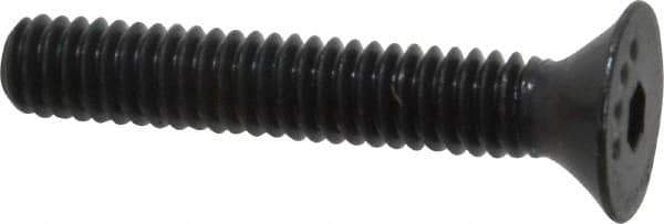 Made in USA - #8-32 UNC Hex Socket Drive, 82° Flat Screw - Alloy Steel, Black Oxide Finish, Fully Threaded, 1" OAL - Apex Tool & Supply