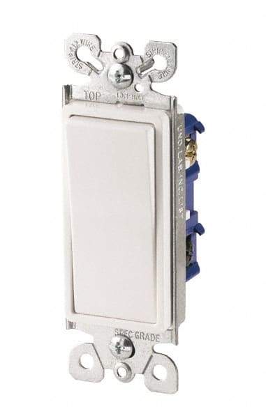 Cooper Wiring Devices - 4 Pole, 120 to 277 VAC, 15 Amp, Commercial Grade, Rocker, Wall and Dimmer Light Switch - 1.44 Inch Wide x 4.19 Inch High, Fluorescent - Apex Tool & Supply