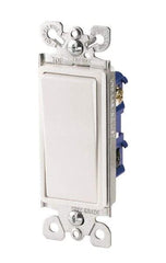 Cooper Wiring Devices - 4 Pole, 120 to 277 VAC, 15 Amp, Commercial Grade, Rocker, Wall and Dimmer Light Switch - 1.44 Inch Wide x 4.19 Inch High, Fluorescent - Apex Tool & Supply