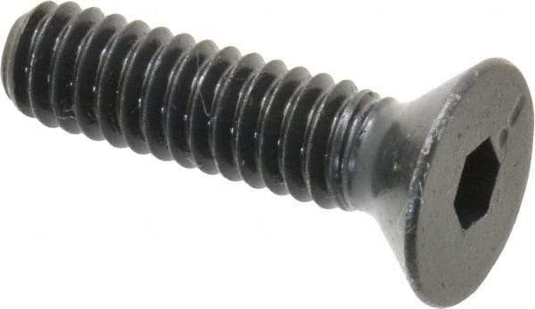 Made in USA - 1/4-20 UNC Hex Socket Drive, 82° Flat Screw - Alloy Steel, Black Oxide Finish, Fully Threaded, 1" OAL - Apex Tool & Supply