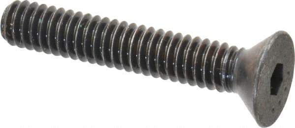 Made in USA - 1/4-20 UNC Hex Socket Drive, 82° Flat Screw - Alloy Steel, Black Oxide Finish, Fully Threaded, 1-1/2" OAL - Apex Tool & Supply