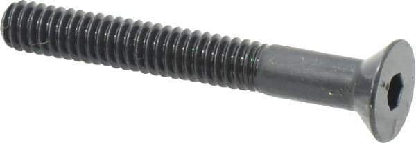 Made in USA - 1/4-20 UNC Hex Socket Drive, 82° Flat Screw - Alloy Steel, Black Oxide Finish, Partially Threaded, 2" OAL - Apex Tool & Supply