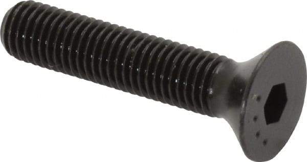 Made in USA - 1/4-28 UNF Hex Socket Drive, 82° Flat Screw - Alloy Steel, Black Oxide Finish, Fully Threaded, 1-1/4" OAL - Apex Tool & Supply