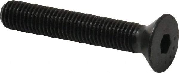 Made in USA - 1/4-28 UNF Hex Socket Drive, 82° Flat Screw - Alloy Steel, Black Oxide Finish, Fully Threaded, 1-1/2" OAL - Apex Tool & Supply