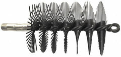 Schaefer Brush - 4-1/2" Scraper Length, 3-1/4" Diam, Flat Wire Single Spiral Flue Scraper - 7-3/4" Long, Tempered Steel Wire, 1/4" NPSM Male Connection - Apex Tool & Supply