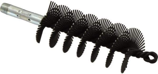 Schaefer Brush - 4-1/2" Scraper Length, 2" Diam, Flat Wire Single Spiral Flue Scraper - 7-3/4" Long, Tempered Steel Wire, 1/4" NPSM Male Connection - Apex Tool & Supply