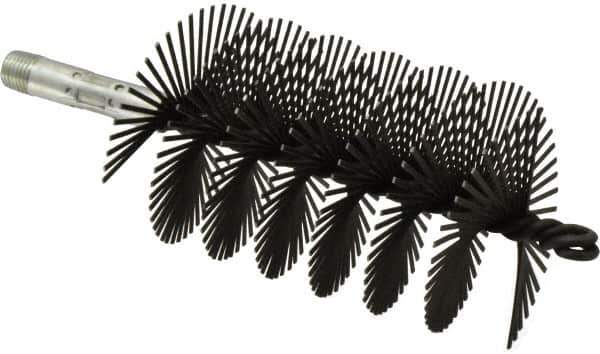 Schaefer Brush - 4-1/2" Scraper Length, 3" Diam, Flat Wire Single Spiral Flue Scraper - 7-3/4" Long, Tempered Steel Wire, 1/4" NPSM Male Connection - Apex Tool & Supply