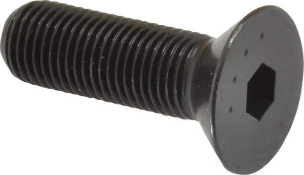 Made in USA - 3/8-24 UNF Hex Socket Drive, 82° Flat Screw - Alloy Steel, Black Oxide Finish, Fully Threaded, 1-1/4" OAL - Apex Tool & Supply