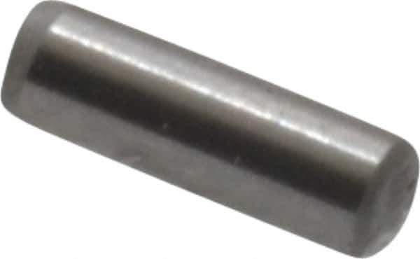 Made in USA - 1/16" Diam x 3/16" Pin Length Grade 8 Alloy Steel Standard Dowel Pin - Bright Finish, 1 Beveled & 1 Rounded End - Apex Tool & Supply
