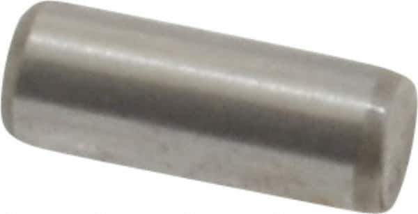 Made in USA - 3/32" Diam x 1/4" Pin Length Grade 8 Alloy Steel Standard Dowel Pin - Bright Finish, 1 Beveled & 1 Rounded End - Apex Tool & Supply