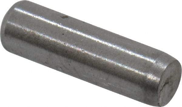 Made in USA - 3/32" Diam x 5/16" Pin Length Grade 8 Alloy Steel Standard Dowel Pin - Bright Finish, 1 Beveled & 1 Rounded End - Apex Tool & Supply
