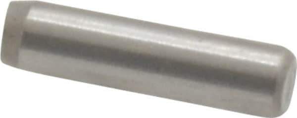 Made in USA - 3/32" Diam x 3/8" Pin Length Grade 8 Alloy Steel Standard Dowel Pin - Bright Finish, 1 Beveled & 1 Rounded End - Apex Tool & Supply