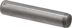 Made in USA - 1/8" Diam x 5/8" Pin Length Grade 8 Alloy Steel Standard Dowel Pin - Bright Finish, C 47-58 & C 60 (Surface) Hardness, 1,840 Lb (Single Shear), 3,680 Lb (Double Shear) Breaking Strength, 1 Beveled & 1 Rounded End - Apex Tool & Supply