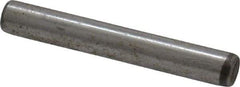 Made in USA - 1/8" Diam x 7/8" Pin Length Grade 8 Alloy Steel Standard Dowel Pin - Bright Finish, C 47-58 & C 60 (Surface) Hardness, 1,840 Lb (Single Shear), 3,680 Lb (Double Shear) Breaking Strength, 1 Beveled & 1 Rounded End - Apex Tool & Supply