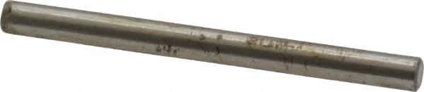 Made in USA - 1/8" Diam x 1-1/2" Pin Length Grade 8 Alloy Steel Standard Dowel Pin - Bright Finish, C 47-58 & C 60 (Surface) Hardness, 1,840 Lb (Single Shear), 3,680 Lb (Double Shear) Breaking Strength, 1 Beveled & 1 Rounded End - Apex Tool & Supply