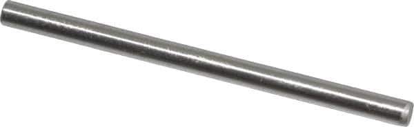 Made in USA - 1/8" Diam x 2" Pin Length Grade 8 Alloy Steel Standard Dowel Pin - Bright Finish, C 47-58 & C 60 (Surface) Hardness, 1,840 Lb (Single Shear), 3,680 Lb (Double Shear) Breaking Strength, 1 Beveled & 1 Rounded End - Apex Tool & Supply