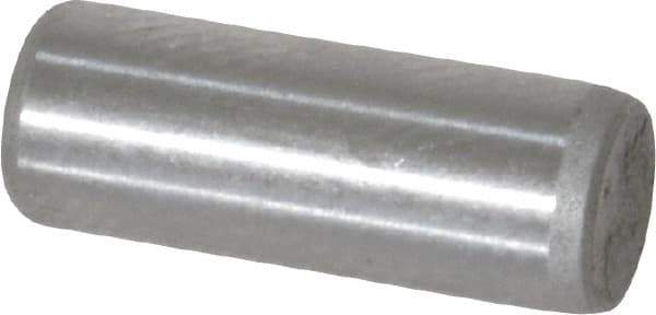 Made in USA - 3/16" Diam x 1/2" Pin Length Grade 8 Alloy Steel Standard Dowel Pin - Bright Finish, C 47-58 & C 60 (Surface) Hardness, 4,150 Lb (Single Shear), 8,300 Lb (Double Shear) Breaking Strength, 1 Beveled & 1 Rounded End - Apex Tool & Supply