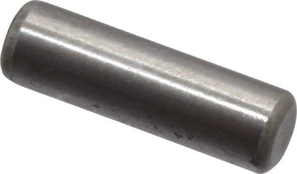 Made in USA - 3/16" Diam x 5/8" Pin Length Grade 8 Alloy Steel Standard Dowel Pin - Bright Finish, C 47-58 & C 60 (Surface) Hardness, 4,150 Lb (Single Shear), 8,300 Lb (Double Shear) Breaking Strength, 1 Beveled & 1 Rounded End - Apex Tool & Supply