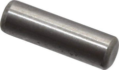 Made in USA - 3/16" Diam x 5/8" Pin Length Grade 8 Alloy Steel Standard Dowel Pin - Bright Finish, C 47-58 & C 60 (Surface) Hardness, 4,150 Lb (Single Shear), 8,300 Lb (Double Shear) Breaking Strength, 1 Beveled & 1 Rounded End - Apex Tool & Supply