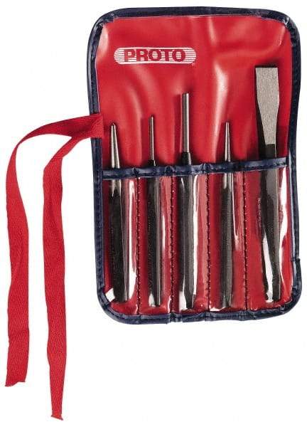 Proto - 5 Piece Punch & Chisel Set - 5/8" Chisel, Hex Shank - Apex Tool & Supply
