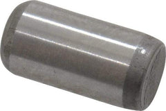 Made in USA - 1/4" Diam x 1/2" Pin Length Grade 8 Alloy Steel Standard Dowel Pin - Bright Finish, C 47-58 & C 60 (Surface) Hardness, 14,720 Lb (Double Shear), 7,360 Lb (Single Shear) Breaking Strength, 1 Beveled & 1 Rounded End - Apex Tool & Supply