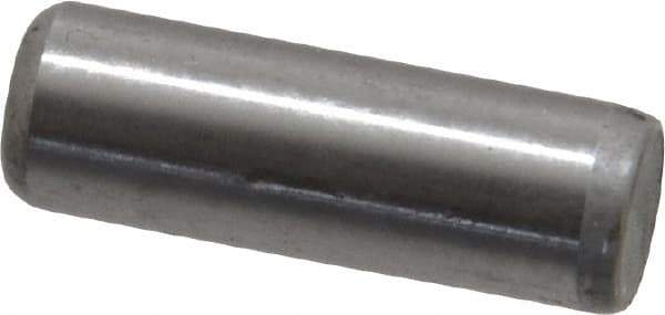 Made in USA - 1/4" Diam x 3/4" Pin Length Grade 8 Alloy Steel Standard Dowel Pin - Bright Finish, C 47-58 & C 60 (Surface) Hardness, 14,720 Lb (Double Shear), 7,360 Lb (Single Shear) Breaking Strength, 1 Beveled & 1 Rounded End - Apex Tool & Supply