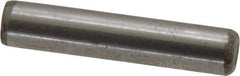 Made in USA - 1/4" Diam x 1-1/4" Pin Length Grade 8 Alloy Steel Standard Dowel Pin - Bright Finish, C 47-58 & C 60 (Surface) Hardness, 14,720 Lb (Double Shear), 7,360 Lb (Single Shear) Breaking Strength, 1 Beveled & 1 Rounded End - Apex Tool & Supply