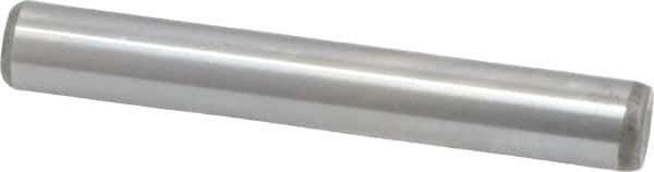 Made in USA - 1/4" Diam x 1-3/4" Pin Length Grade 8 Alloy Steel Standard Dowel Pin - Bright Finish, C 47-58 & C 60 (Surface) Hardness, 14,720 Lb (Double Shear), 7,360 Lb (Single Shear) Breaking Strength, 1 Beveled & 1 Rounded End - Apex Tool & Supply