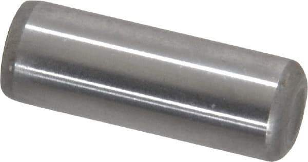 Made in USA - 5/16" Diam x 7/8" Pin Length Grade 8 Alloy Steel Standard Dowel Pin - Bright Finish, C 47-58 & C 60 (Surface) Hardness, 11,500 Lb (Single Shear), 23,000 Lb (Double Shear) Breaking Strength, 1 Beveled & 1 Rounded End - Apex Tool & Supply