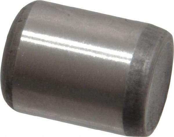Made in USA - 3/8" Diam x 1/2" Pin Length Grade 8 Alloy Steel Standard Dowel Pin - Bright Finish, C 47-58 & C 60 (Surface) Hardness, 16,550 Lb (Single Shear), 33,100 Lb (Double Shear) Breaking Strength, 1 Beveled & 1 Rounded End - Apex Tool & Supply