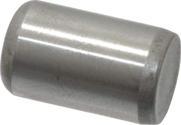 Made in USA - 3/8" Diam x 5/8" Pin Length Grade 8 Alloy Steel Standard Dowel Pin - Bright Finish, C 47-58 & C 60 (Surface) Hardness, 16,550 Lb (Single Shear), 33,100 Lb (Double Shear) Breaking Strength, 1 Beveled & 1 Rounded End - Apex Tool & Supply
