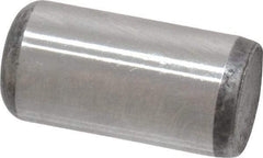 Made in USA - 3/8" Diam x 3/4" Pin Length Grade 8 Alloy Steel Standard Dowel Pin - Bright Finish, C 47-58 & C 60 (Surface) Hardness, 16,550 Lb (Single Shear), 33,100 Lb (Double Shear) Breaking Strength, 1 Beveled & 1 Rounded End - Apex Tool & Supply