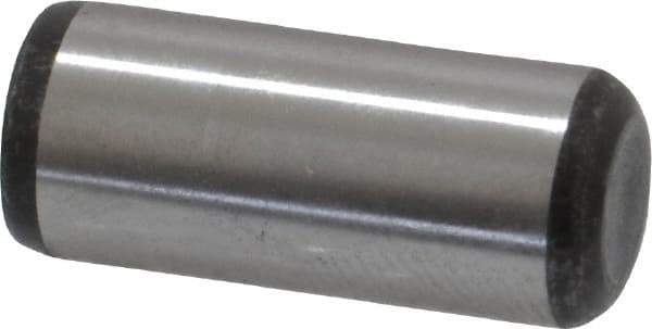 Made in USA - 3/8" Diam x 7/8" Pin Length Grade 8 Alloy Steel Standard Dowel Pin - Bright Finish, C 47-58 & C 60 (Surface) Hardness, 16,550 Lb (Single Shear), 33,100 Lb (Double Shear) Breaking Strength, 1 Beveled & 1 Rounded End - Apex Tool & Supply