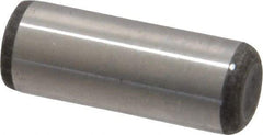 Made in USA - 3/8" Diam x 1" Pin Length Grade 8 Alloy Steel Standard Dowel Pin - Bright Finish, C 47-58 & C 60 (Surface) Hardness, 16,550 Lb (Single Shear), 33,100 Lb (Double Shear) Breaking Strength, 1 Beveled & 1 Rounded End - Apex Tool & Supply