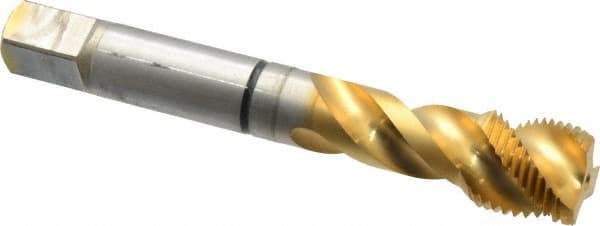 Guhring - 5/8-18 UNF 3 Flute 2B Modified Bottoming Spiral Flute Tap - Cobalt, TiN Finish, 3.811" OAL, Right Hand Flute, Right Hand Thread, Series 3935 - Apex Tool & Supply