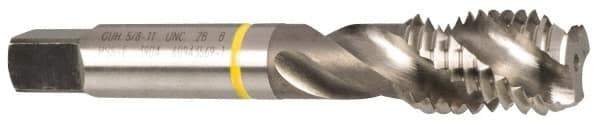 Guhring - 7/8-9 UNC 4 Flute 2B Modified Bottoming Spiral Flute Tap - Cobalt, Bright Finish, 4-11/16" OAL, Right Hand Flute, Right Hand Thread, Series 3904 - Apex Tool & Supply