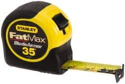 Stanley - 35' x 1-1/4" Yellow Blade Tape Measure - 1/16" Graduation, Inch Graduation Style, Yellow/Black Case - Apex Tool & Supply