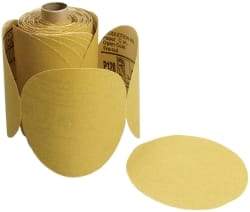 3M - 6" Diam, 100 Grit FEPA, Aluminum Oxide Adhesive PSA Disc - Fine Grade, Gold, C Weighted Backing, Flexible, 12,000 Max RPM, Use with Random Orbital Sanders - Apex Tool & Supply