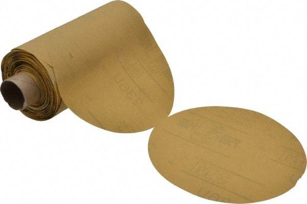 3M - 5" Diam, 500 Grit Aluminum Oxide Adhesive PSA Disc - Extra Fine Grade, Yellow, C Weighted Backing, Flexible, Use with Random Orbital Sanders - Apex Tool & Supply