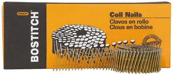 Stanley Bostitch - 0.092" Shank Diam 2" Long Siding Nails for Power Nailers - Steel, Galvanized Finish, Ring Shank, Coil Wire Collation, Blunt Diamond Point - Apex Tool & Supply