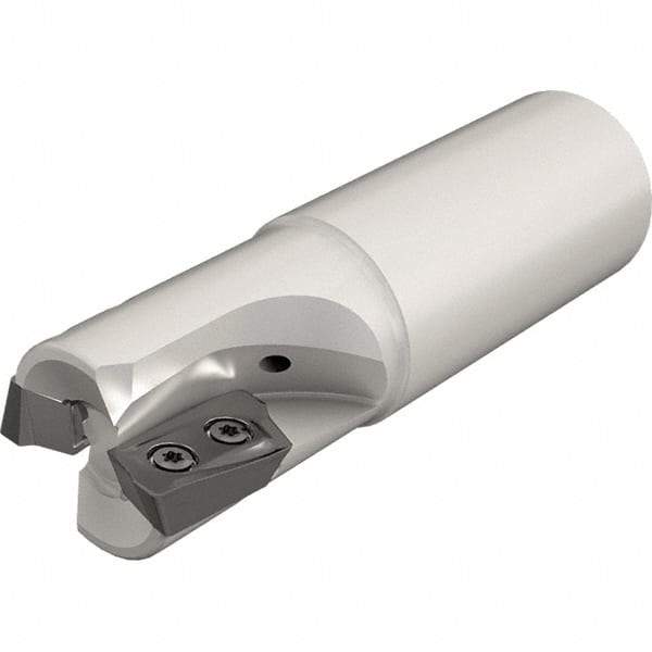 Iscar - 1-1/4" Cut Diam, 0.827" Max Depth of Cut, 1-1/4" Shank Diam, 4.05" OAL, Indexable Square Shoulder Helical End Mill - Weldon Shank, 90° Lead Angle, Through Coolant, Series Heliplus - Apex Tool & Supply