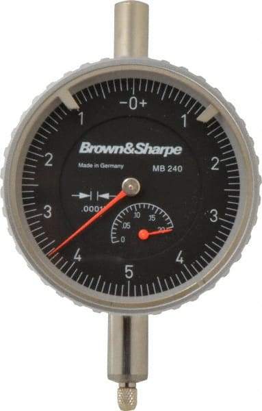 TESA Brown & Sharpe - 0.2" Range, 0-5-0 Dial Reading, 0.0001" Graduation Dial Drop Indicator - 2-1/4" Dial, 0.01" Range per Revolution, Revolution Counter - Apex Tool & Supply