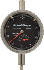 TESA Brown & Sharpe - 0.2" Range, 0-5-0 Dial Reading, 0.0001" Graduation Dial Drop Indicator - 2-1/4" Dial, 0.01" Range per Revolution, Revolution Counter - Apex Tool & Supply