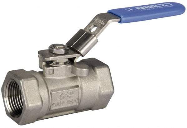 NIBCO - 1-1/4" Pipe, Carbon Steel Standard Ball Valve - 1 Piece, Inline - One Way Flow, FNPT x FNPT Ends, Lever Handle, 1,500 WOG - Apex Tool & Supply