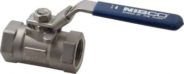 NIBCO - 1" Pipe, Reduced Port, Carbon Steel Standard Ball Valve - 1 Piece, Inline - One Way Flow, FNPT x FNPT Ends, Locking Lever Handle, 2,000 WOG - Apex Tool & Supply