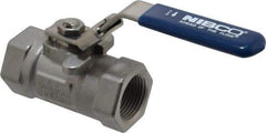 NIBCO - 3/4" Pipe, Reduced Port, Carbon Steel Standard Ball Valve - 1 Piece, Inline - One Way Flow, FNPT x FNPT Ends, Locking Lever Handle, 2,000 WOG - Apex Tool & Supply